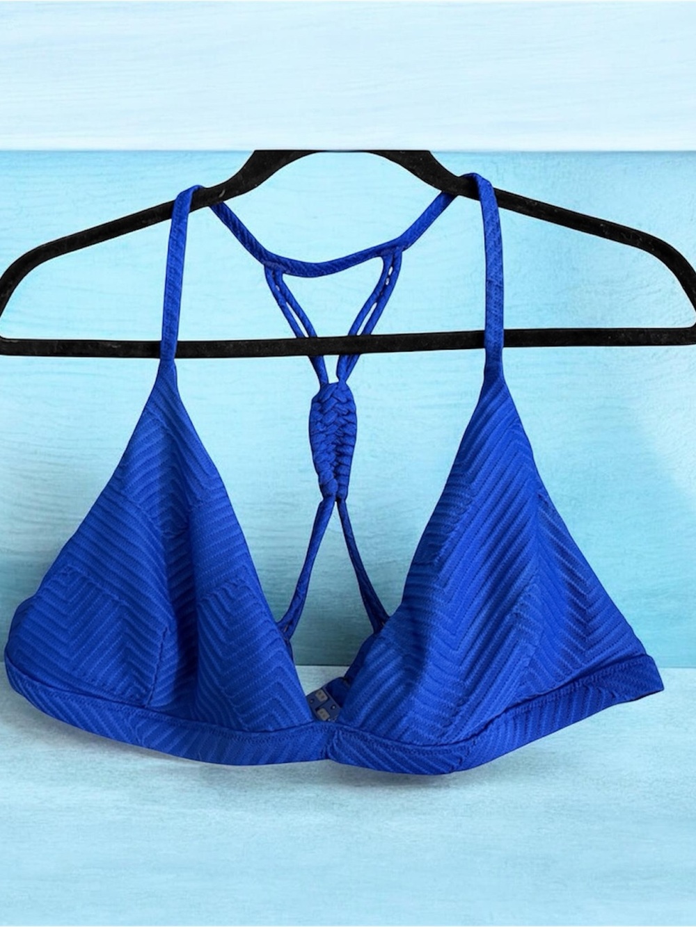 Blue Triangle Bikini Top with Braided Back (2 piece set)